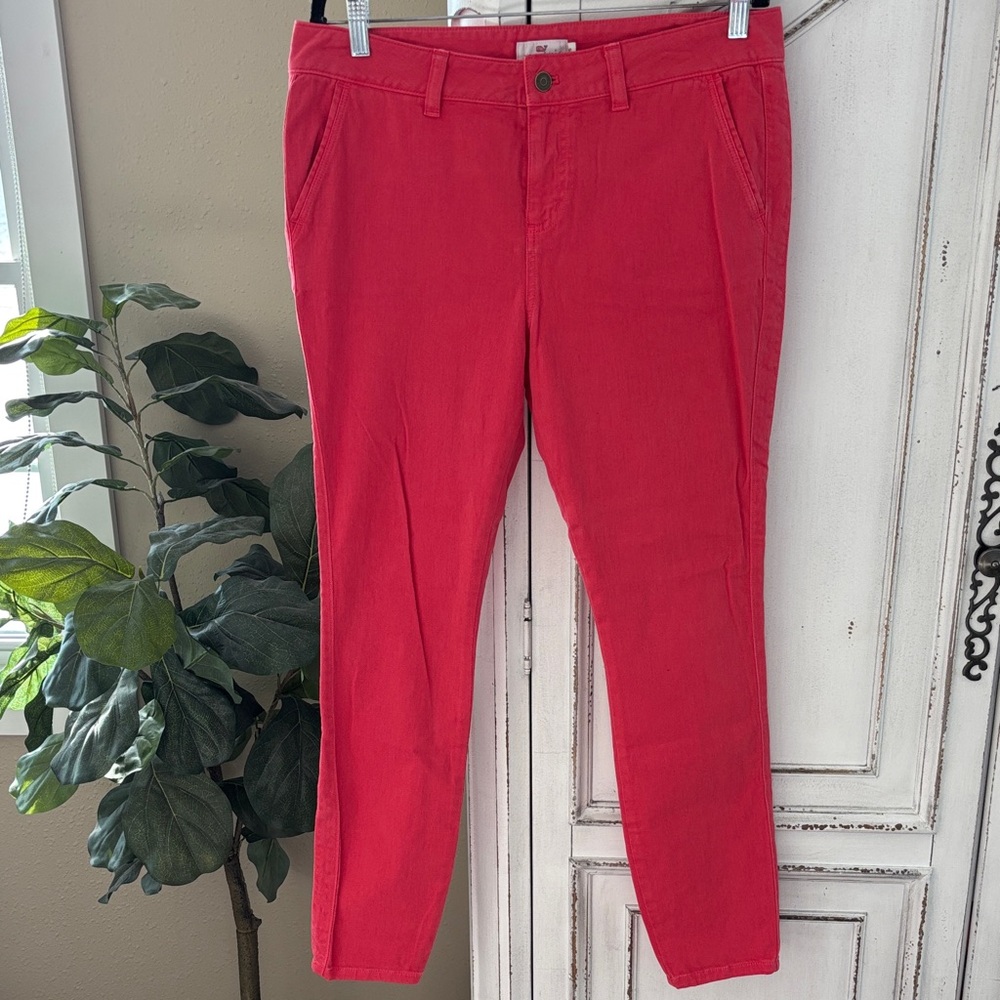 Vineyard Vines Jeans Womens 10 Coral Pink Denim Flat Front Skinny Leg